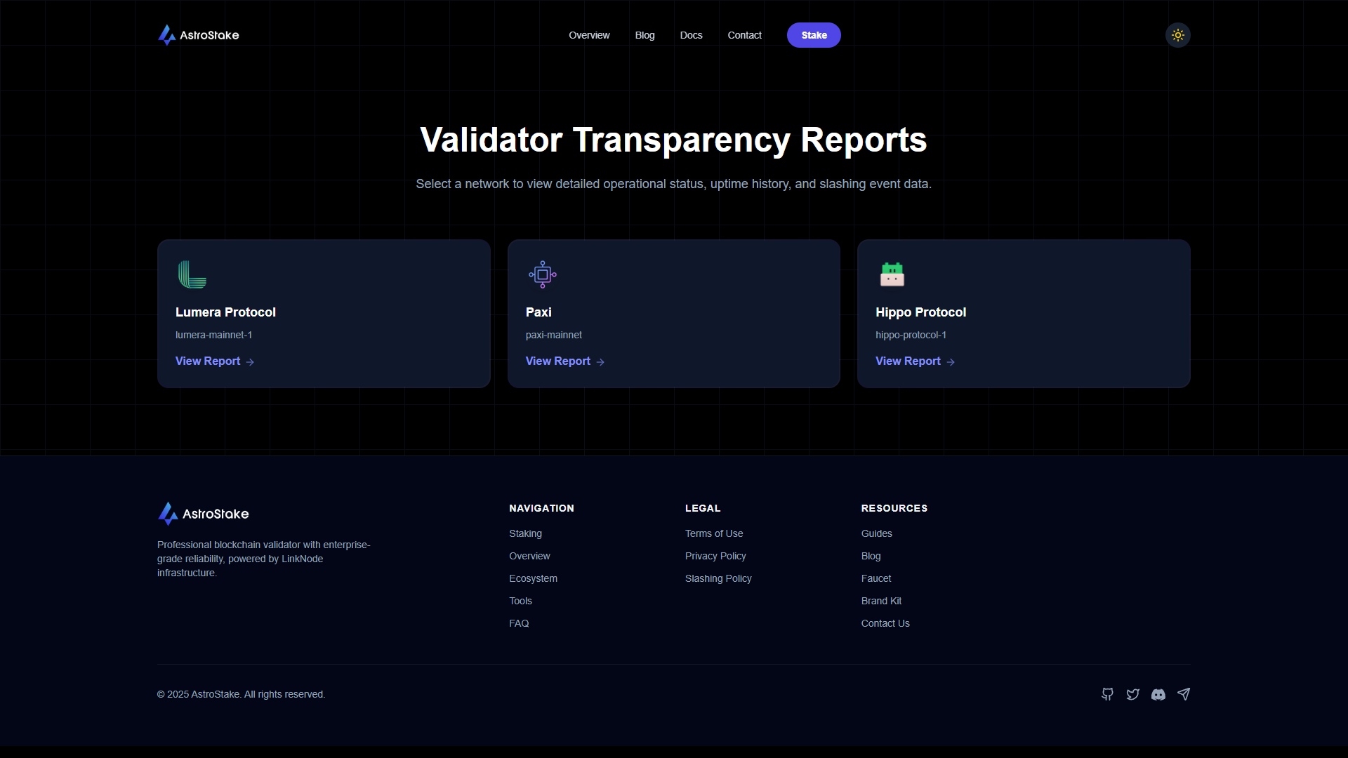 AstroStake Validator Transparency Dashboard Overview